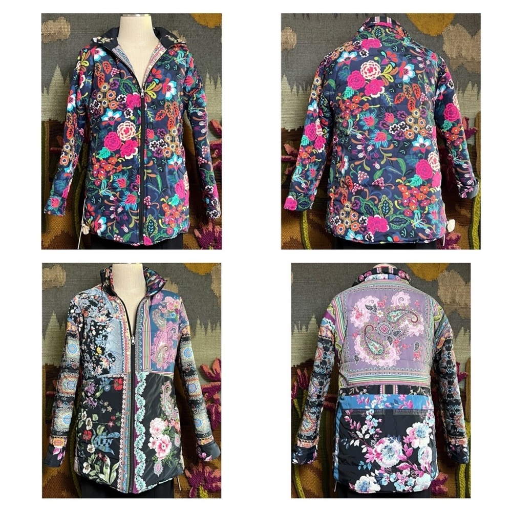 Johnny Was Reversible Multicolor Floral Puffer Jacket